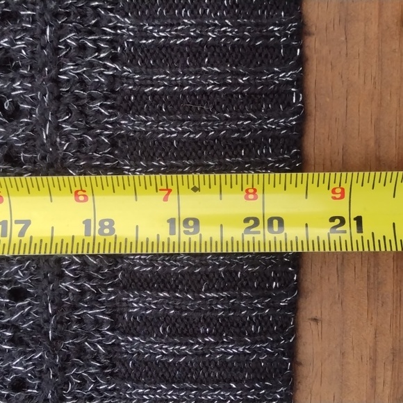 BONGO Black and Metallic Silver Open Knit Sweater Size Large - Picture 8 of 11